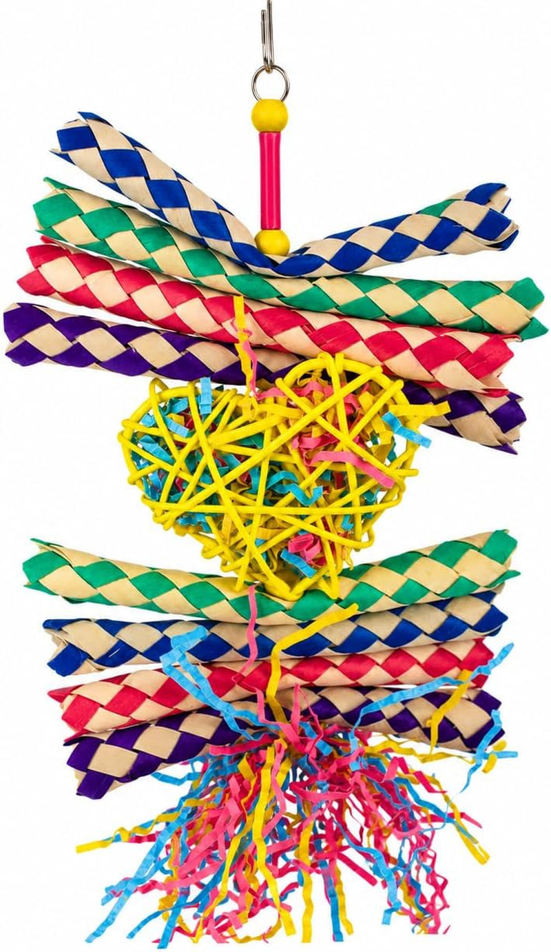 Heart Shaped, Interactive Foraging Bird Toy – Multi-Texture Shredding & Enrichment Toy for Parrots