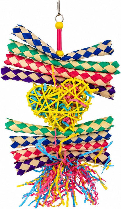 Heart Shaped, Interactive Foraging Bird Toy – Multi-Texture Shredding & Enrichment Toy for Parrots