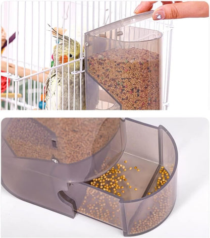 Automatic Cage Bird Feeder – No-Mess Gravity Seed Dispenser for Small Parrots