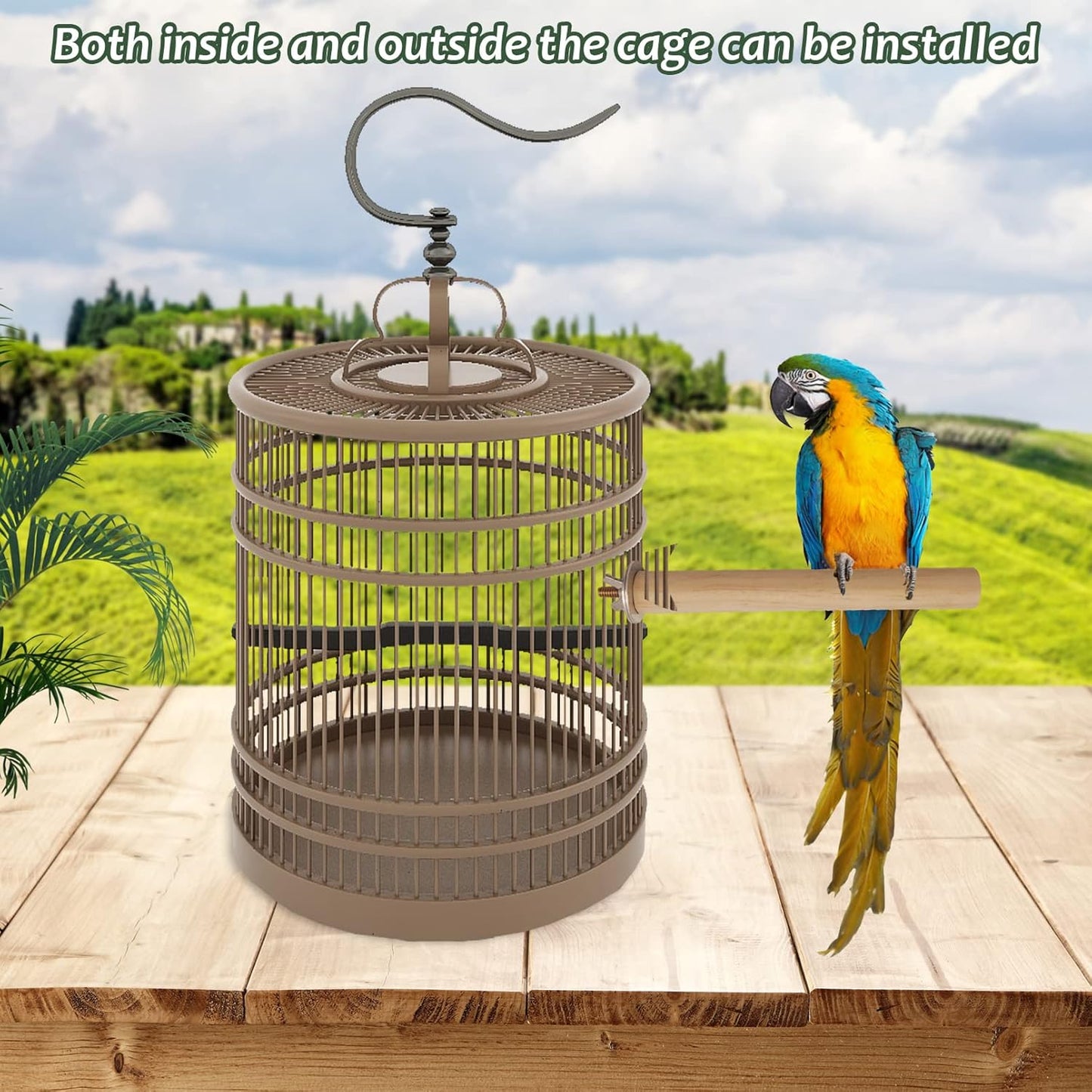 Natural Wood Bird Perch Set - 5 Piece Simple Dowel Perch for Small to Medium Birds,