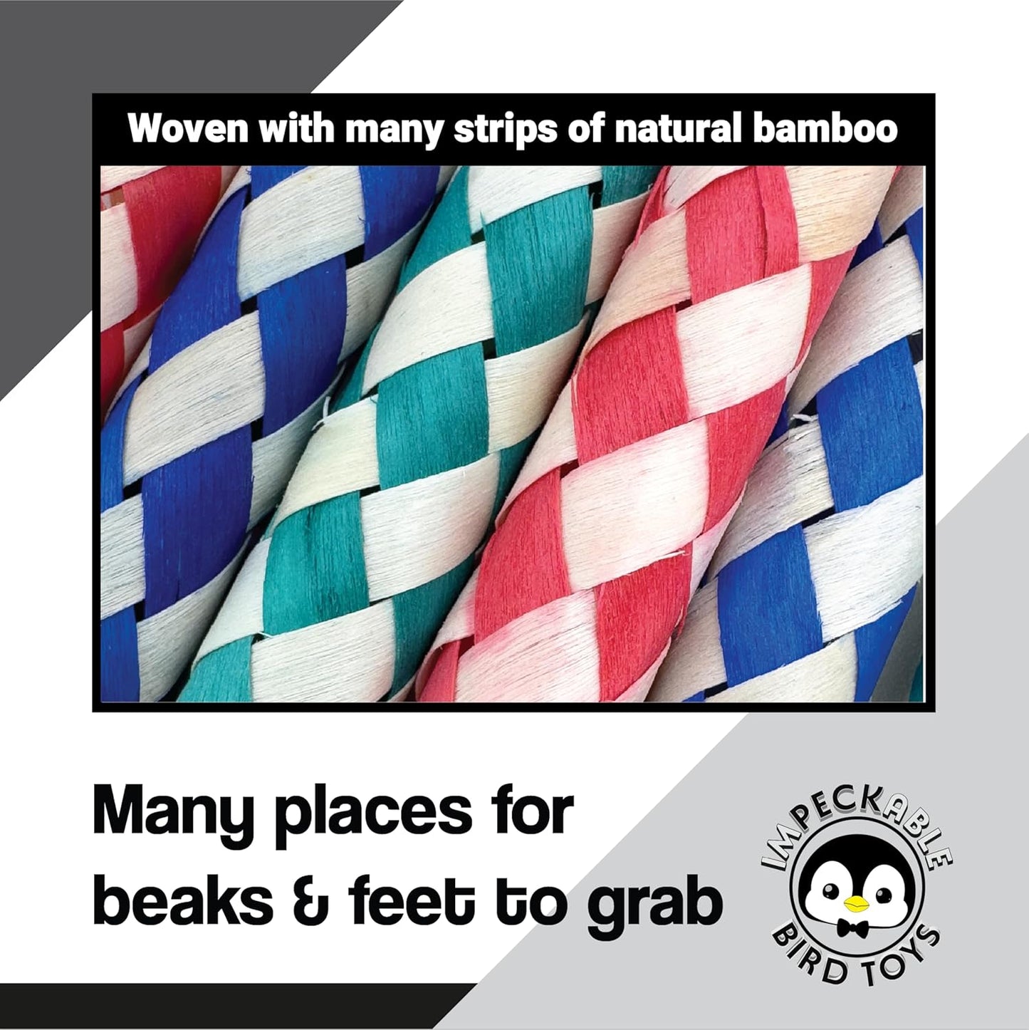 Bamboo Finger Trap Bird Toys (24 Pack) – Safe Chew & Foraging Foot Toys for Parrots, Budgies, Conures & DIY Bird Toy Parts