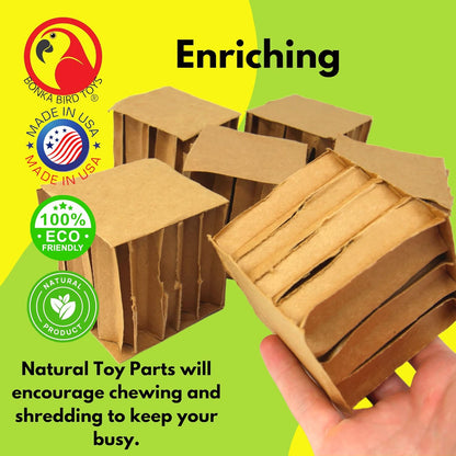 Cardboard Chew Cubes for Birds – 3" Square Foot Toys for DIY Bird Toy Making & Cage Enrichment (6 Pack)