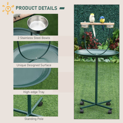 48" Rolling Bird Training Play Stand – Activity Perch & Exercise Playground for Parrots