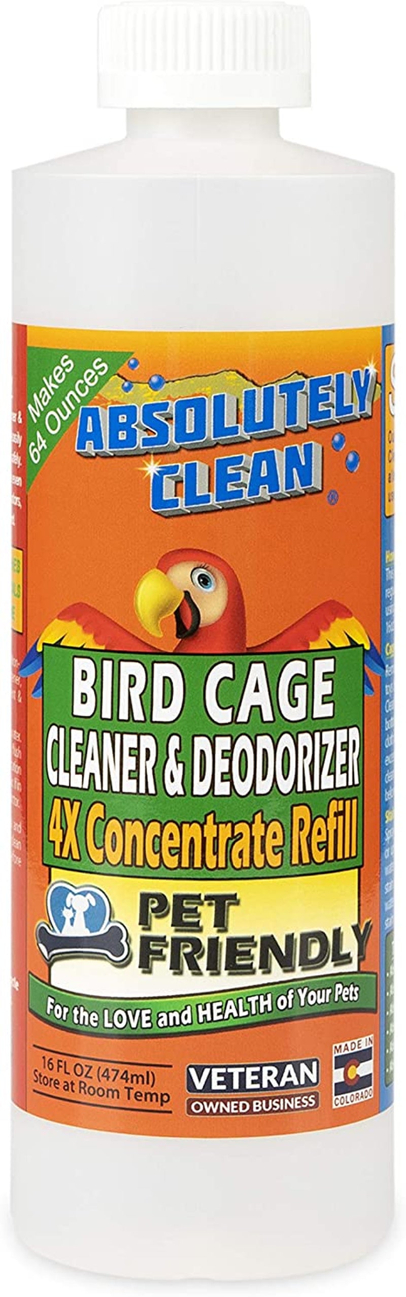 Bird Cage Cleaner Concentrate – Fast-Acting Enzyme Formula (16oz Makes 64oz)