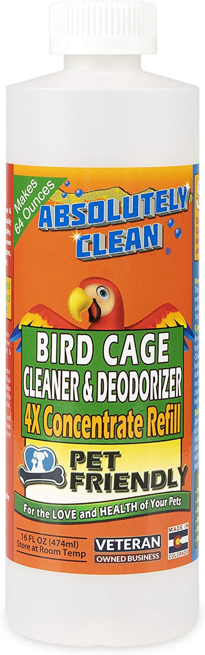 Bird Cage Cleaner Concentrate – Fast-Acting Enzyme Formula (16oz Makes 64oz)
