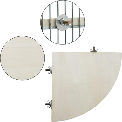 7 in x 7 in Bird Corner Perch Platform- Easy Installation, Safe and Stable Design, Smoothly Sanded Hardwood