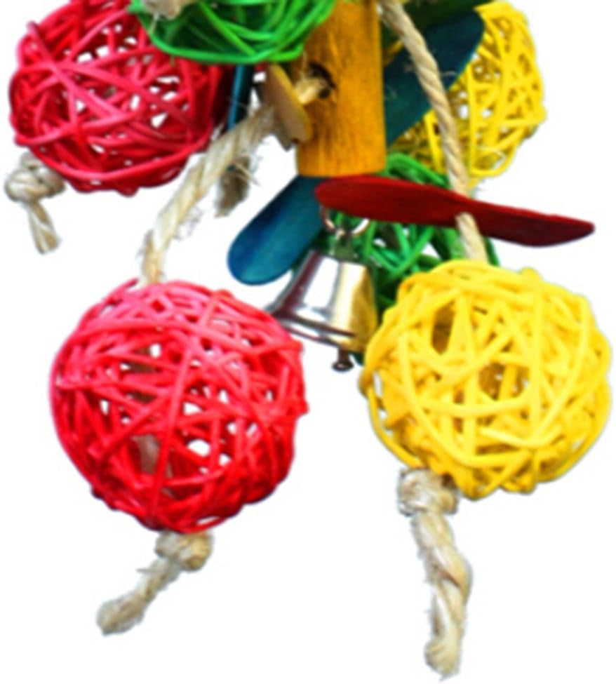 Rattan Ball and String Hanging Bird Toy - For Medium to Large Birds