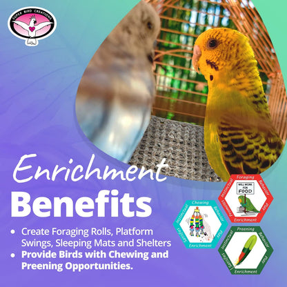 Natural Seagrass Bird Mat – Foraging, Climbing & DIY Enrichment Toy Base for Small to Large Birds & Reptiles (7" x 12", 3 Pack)