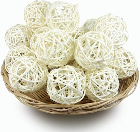 Natural Rattan Bird Foraging Balls – 10 Pack Hand-Woven Cane Chew Toys for Parrots, Budgies, Conures & Small Pets