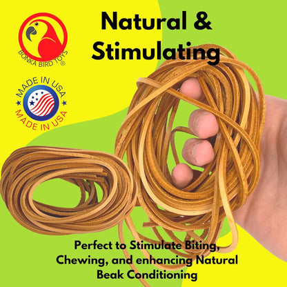 Natural Leather Bird Toy Strips – 6 Pack 48” DIY Toy Making & Cage Enrichment Material for Parrots & Companion Birds