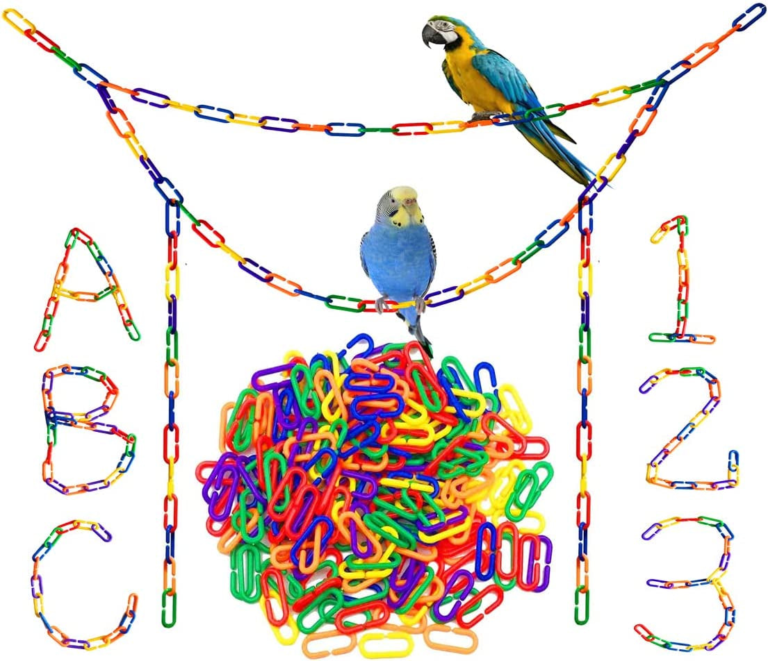 Plastic C-Clip Chain Links – 200 Piece DIY Bird Toy Making & Cage Enrichment Set