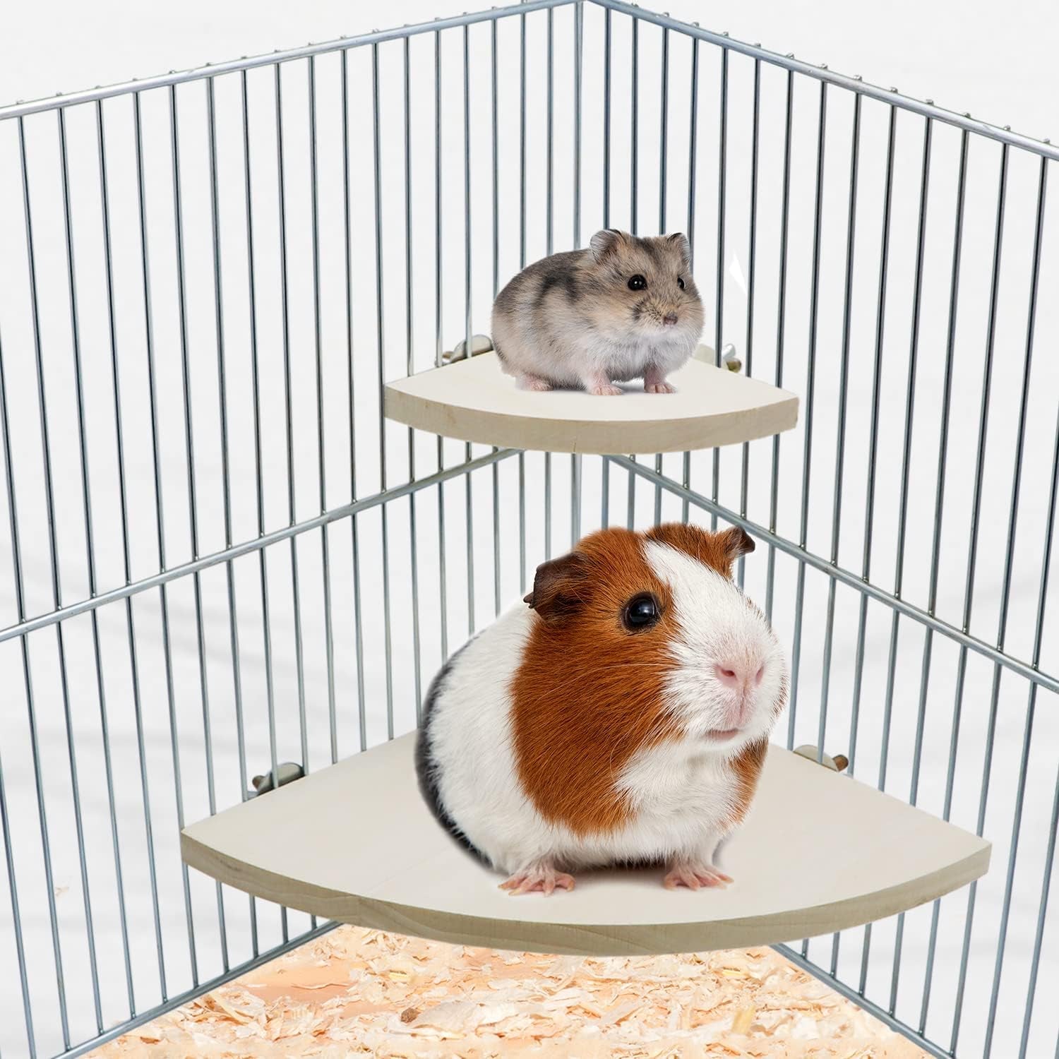7 in x 7 in Bird Corner Perch Platform- Easy Installation, Safe and Stable Design, Smoothly Sanded Hardwood