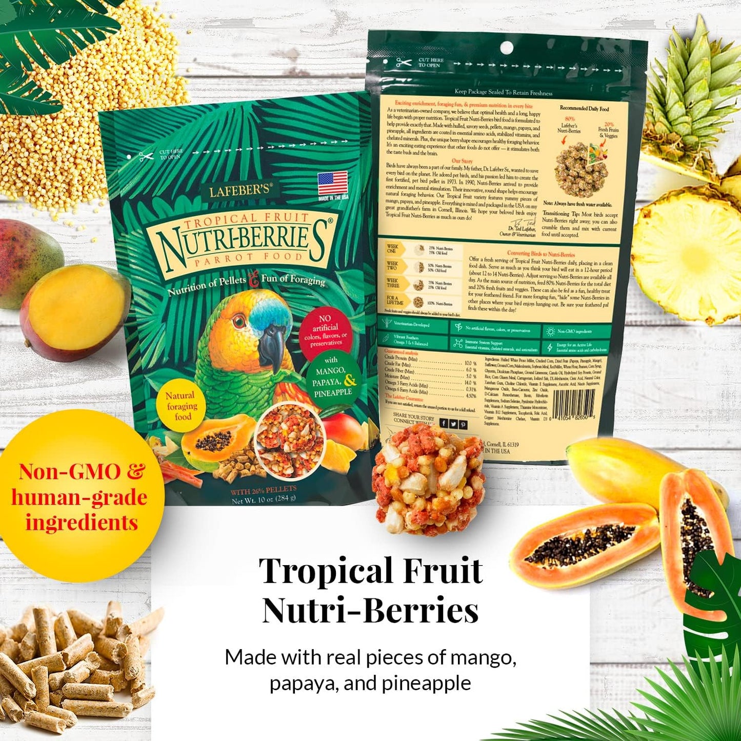 Lafeber's Gourmet Nutri-Berries Variety Pack – Complete Foraging Food for Parrots (4 Pack)