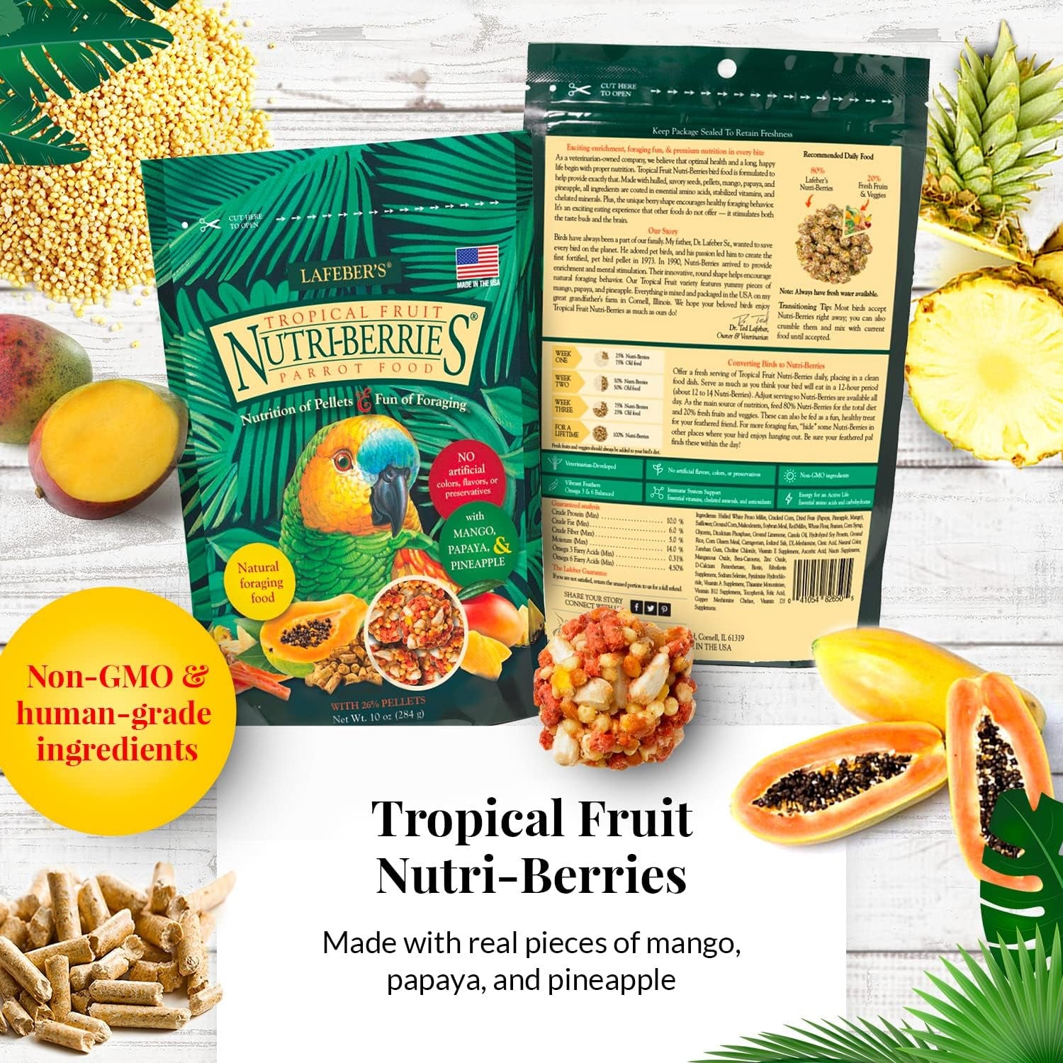 Lafeber's Gourmet Nutri-Berries Variety Pack – Complete Foraging Food for Parrots (4 Pack)